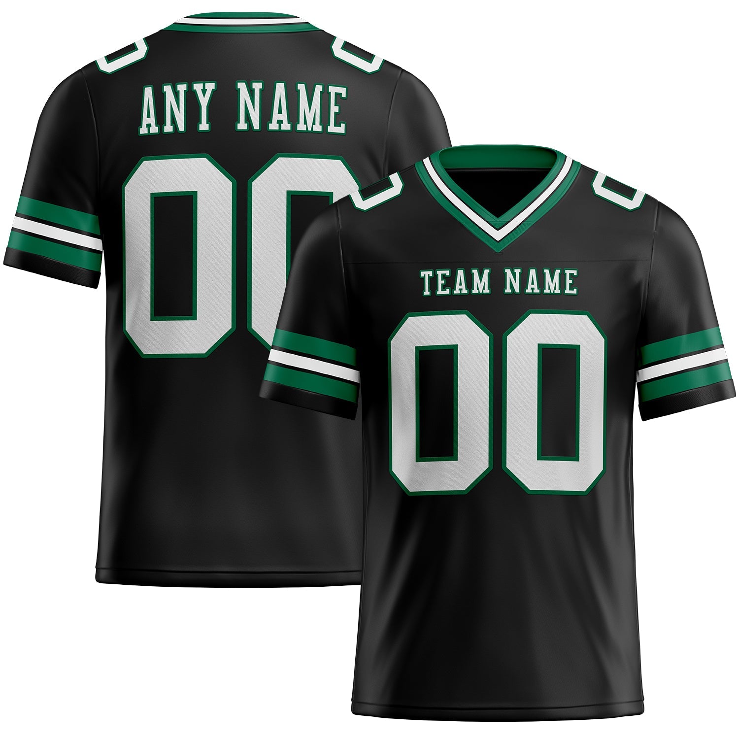 Custom Black White-Kelly Green Mesh Authentic Football Jersey