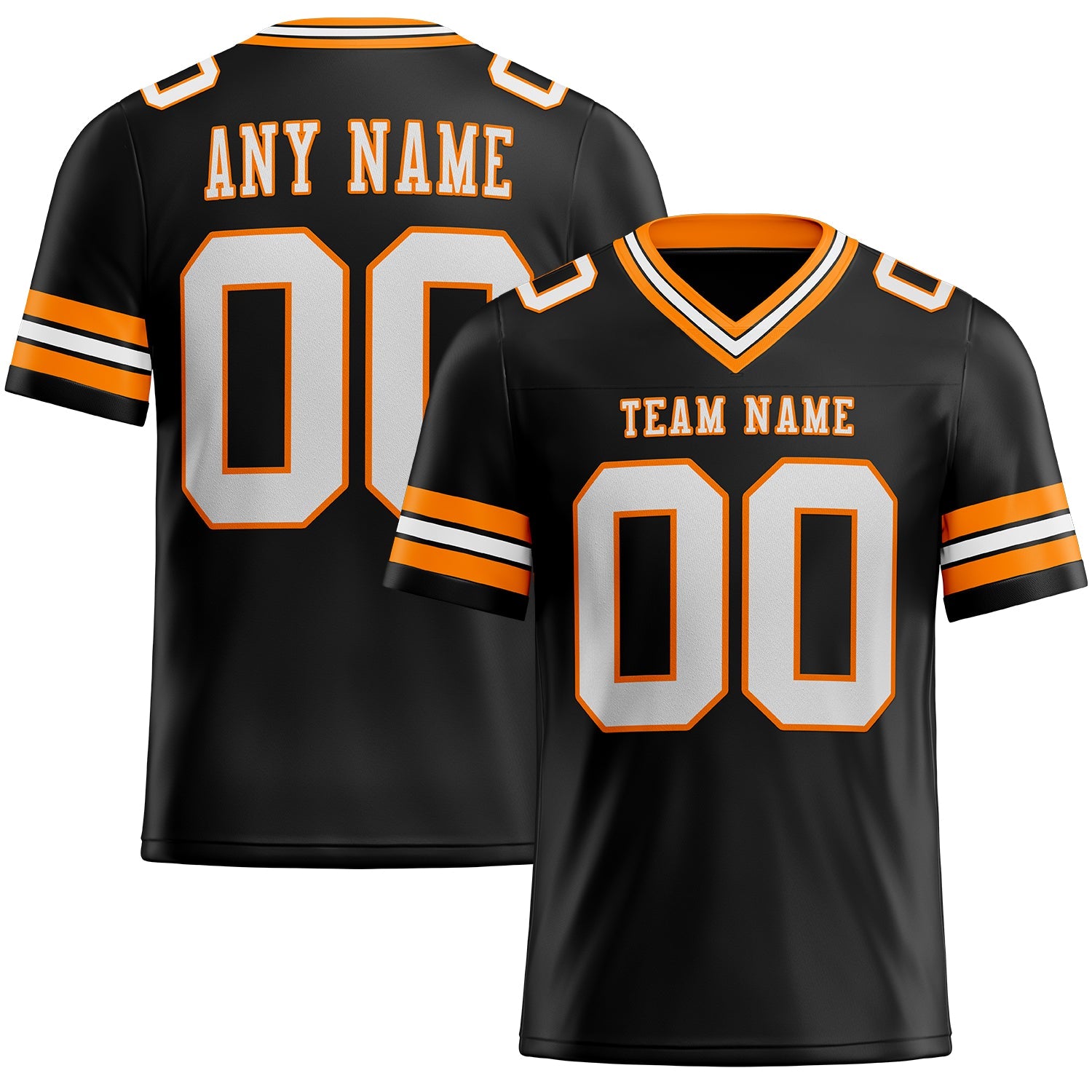 Custom Black White-Bay Orange Mesh Authentic Football Jersey