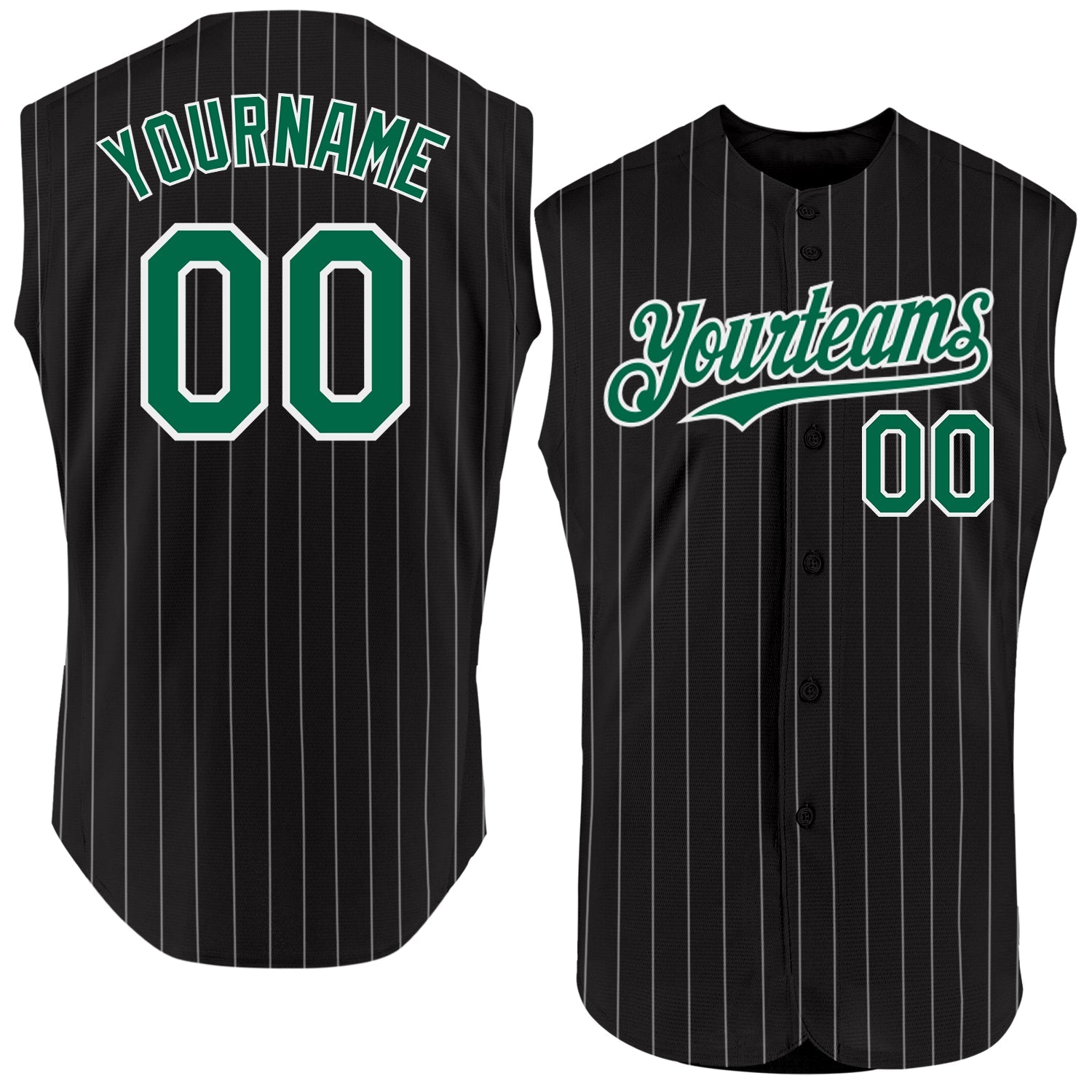 Custom Black Gold Pinstripe Gold Authentic Sleeveless Baseball Jersey