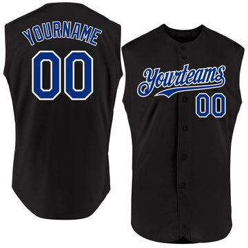 Custom Black Royal-White Authentic Sleeveless Baseball Jersey