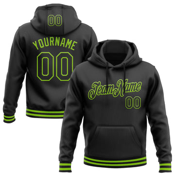 Custom Stitched Black Neon Green Sports Pullover Sweatshirt Hoodie