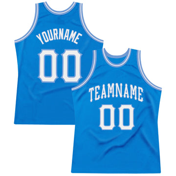 Custom Blue White-Light Blue Authentic Throwback Basketball Jersey