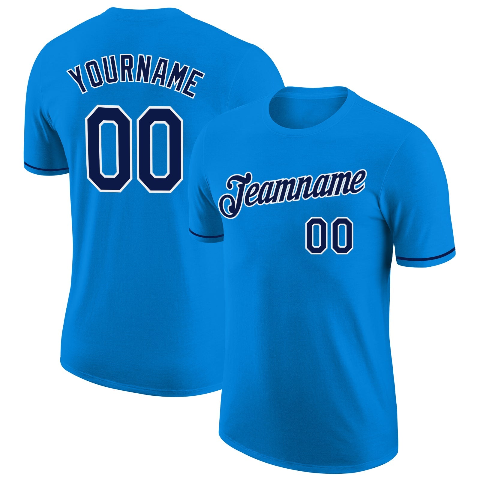 Custom Blue Navy-White Performance T-Shirt