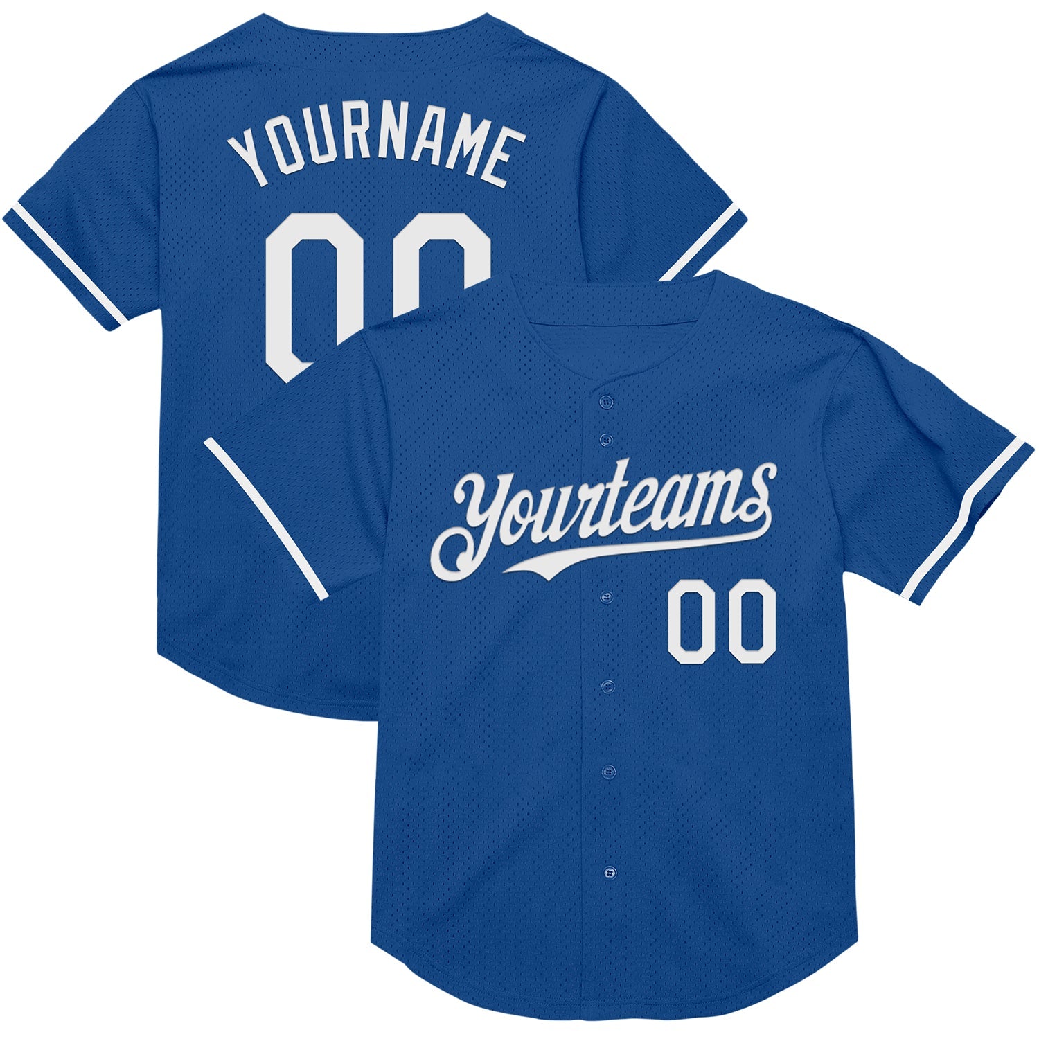 Custom Blue White Mesh Authentic Throwback Baseball Jersey