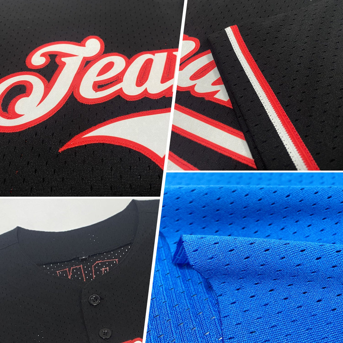 Custom Blue White-Black Mesh Authentic Throwback Baseball Jersey