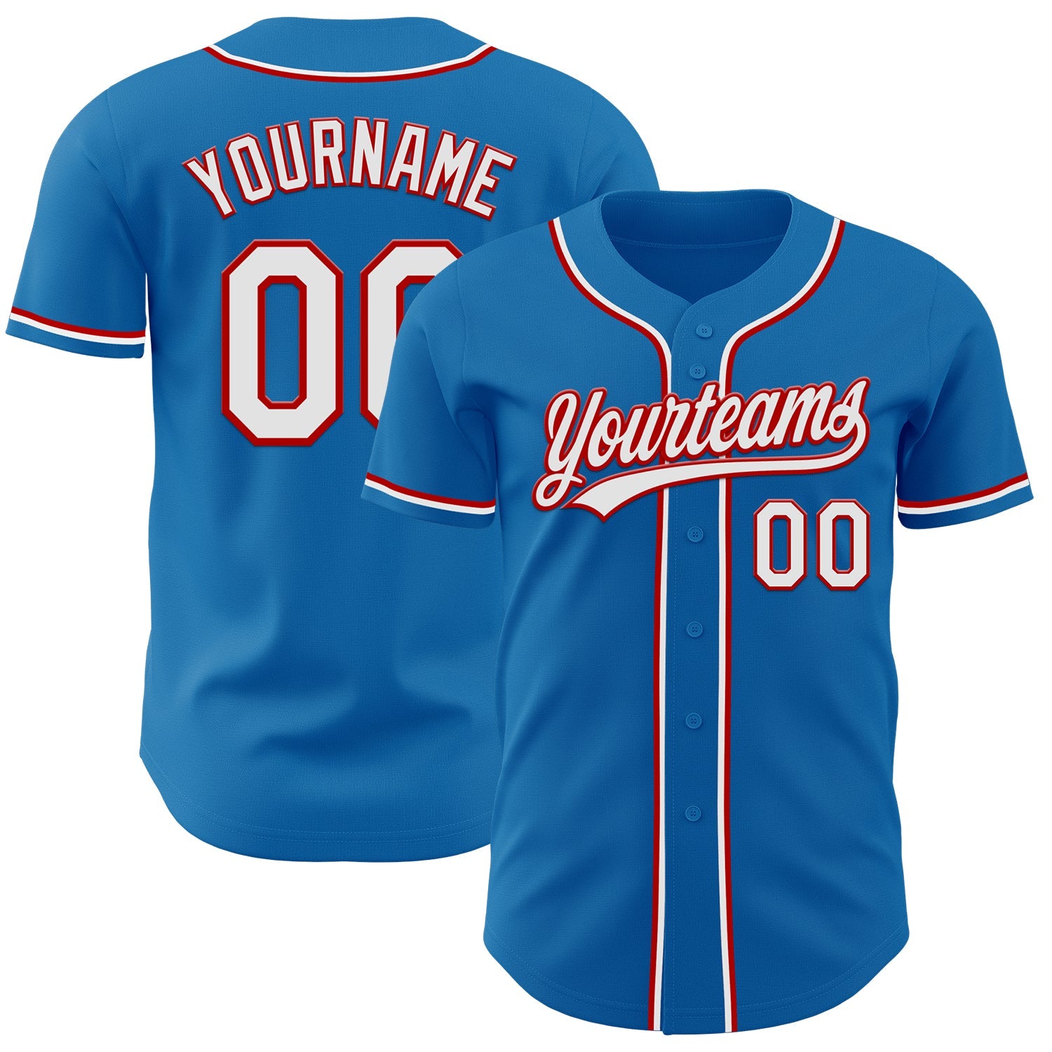 Custom Blue White-Red Authentic Baseball Jersey