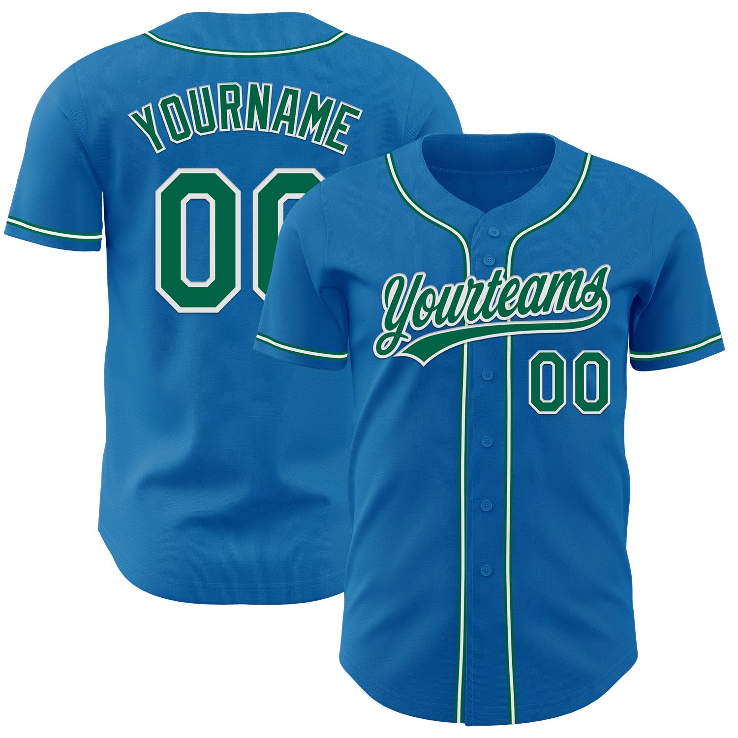 Custom Blue Kelly Green-White Authentic Baseball Jersey