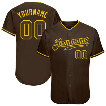 Custom Brown Brown-Gold Authentic Baseball Jersey