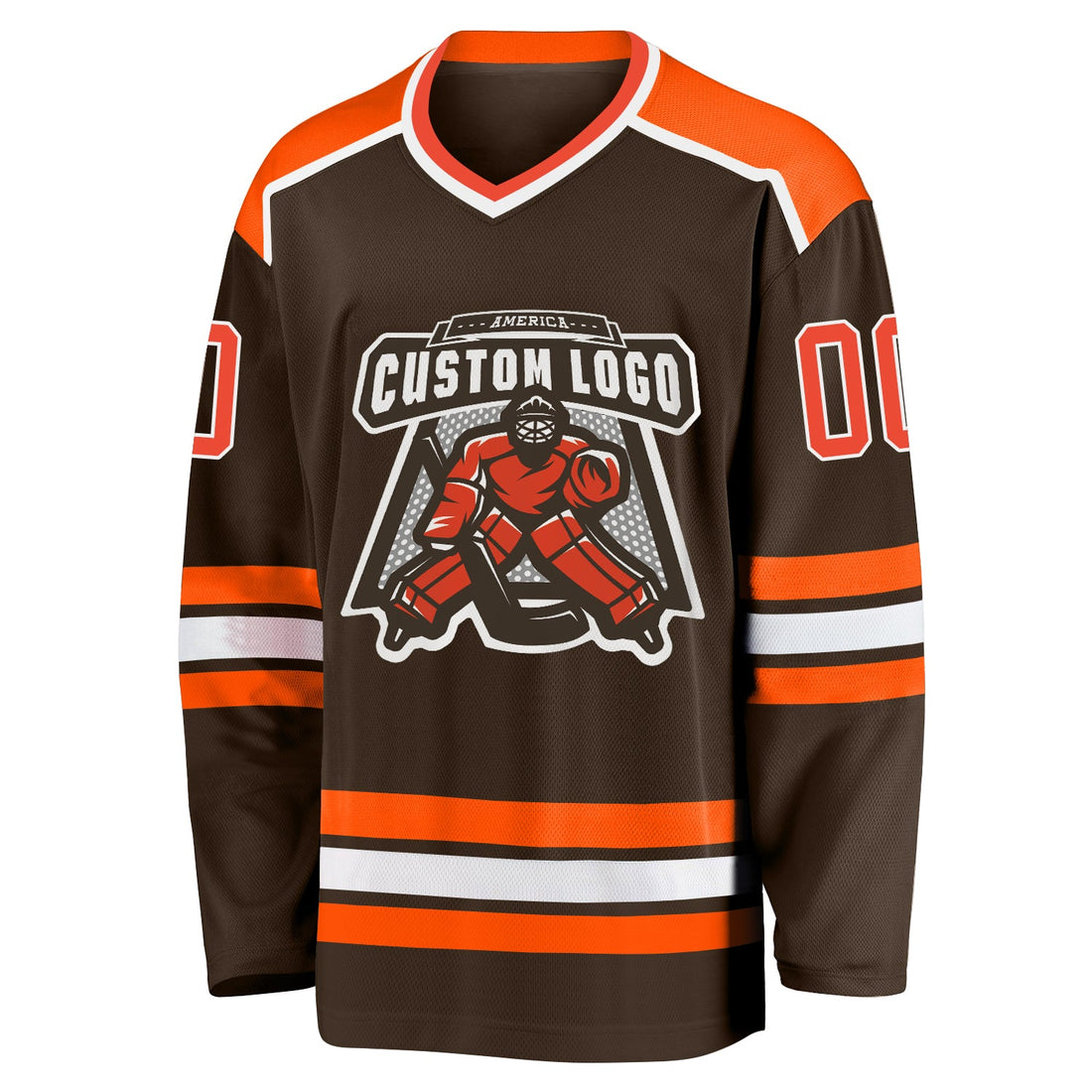 Custom Brown Orange-White Hockey Jersey