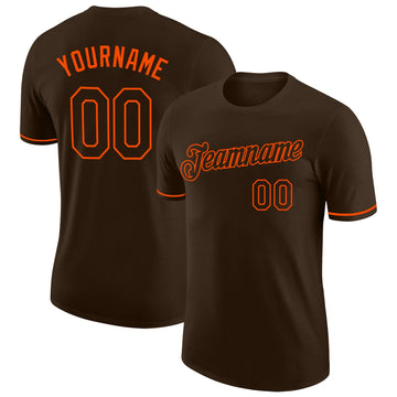 Custom Brown Brown-Orange Performance T-Shirt