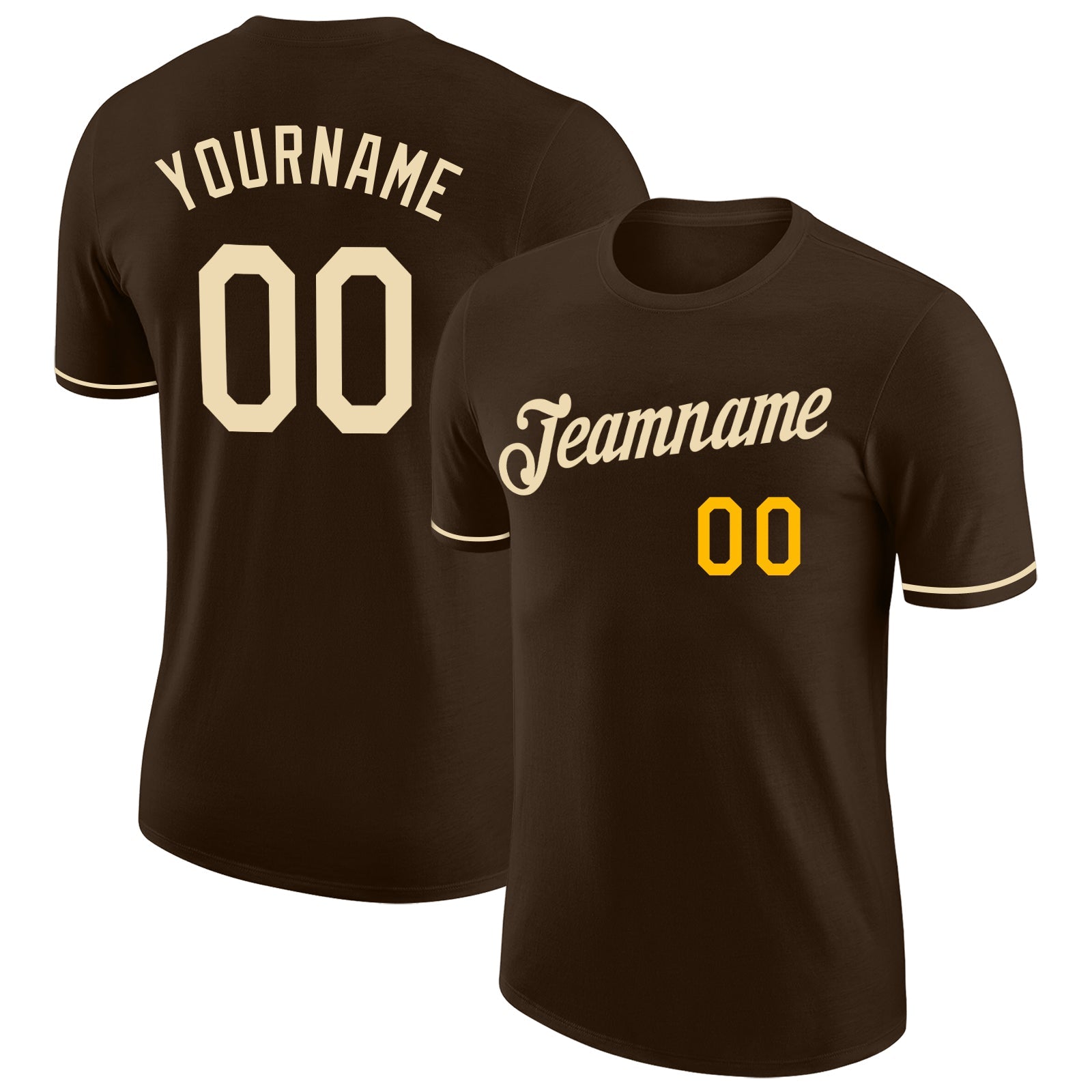 Custom Brown Cream-Gold Performance T-Shirt