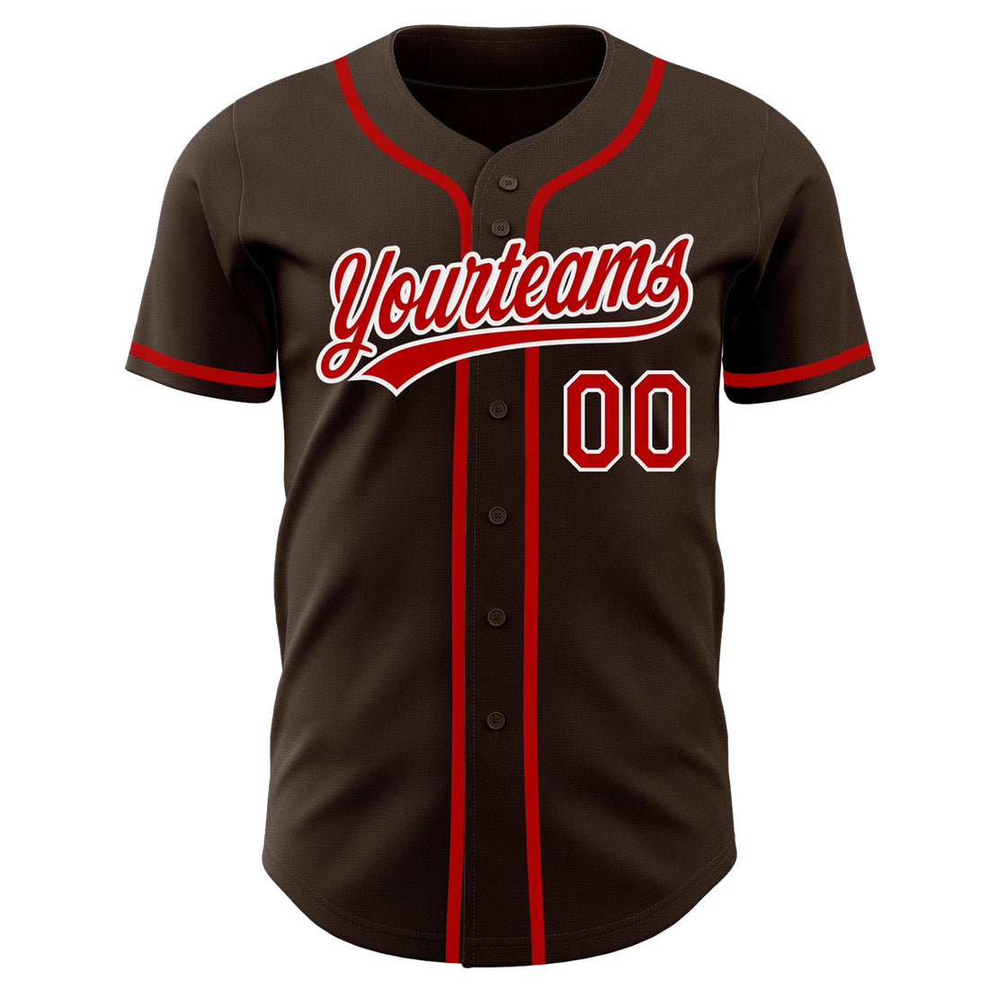 Custom Brown Red-White Authentic Baseball Jersey