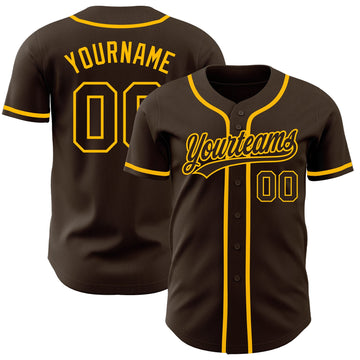 Custom Brown Brown-Gold Authentic Baseball Jersey