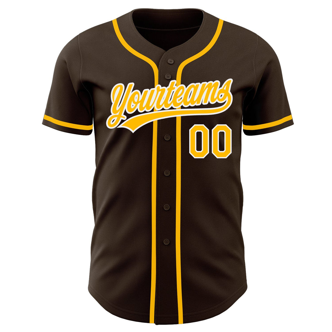 Custom Brown Gold-White Authentic Baseball Jersey