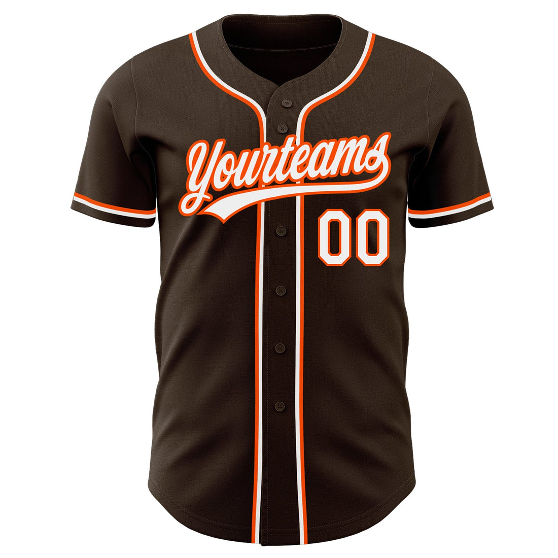 Custom Brown White-Orange Authentic Baseball Jersey