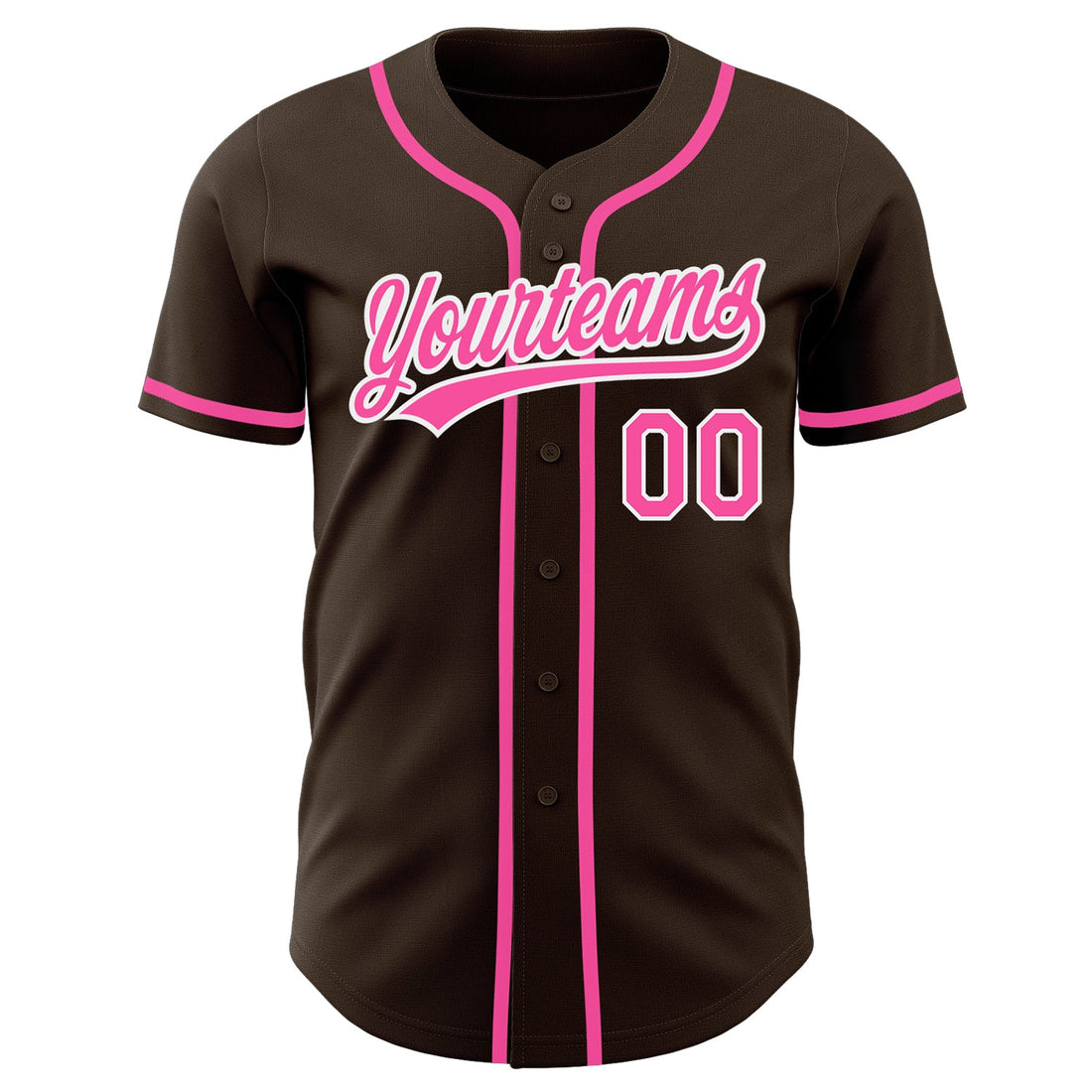 Custom Brown Pink-White Authentic Baseball Jersey