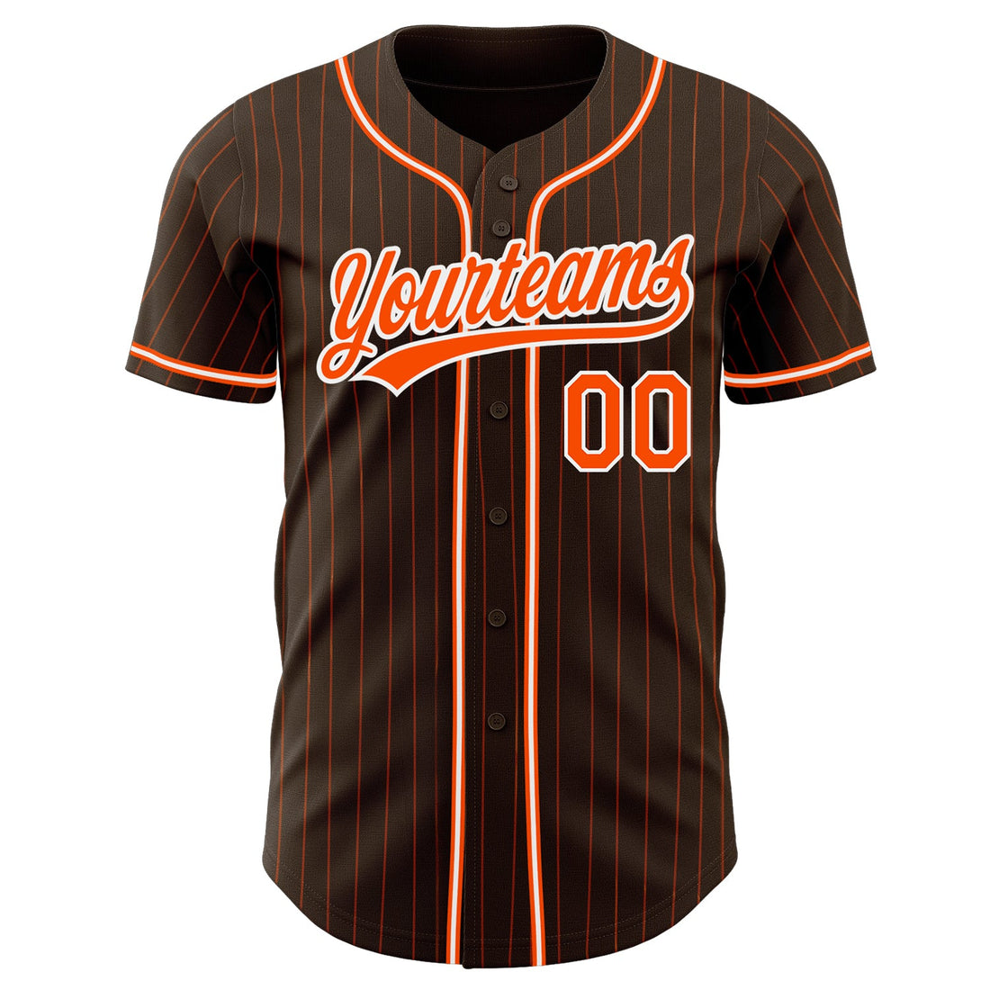 Custom Brown Orange Pinstripe Orange-White Authentic Baseball Jersey