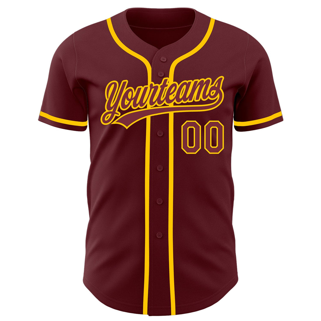 Custom Burgundy Yellow Authentic Baseball Jersey