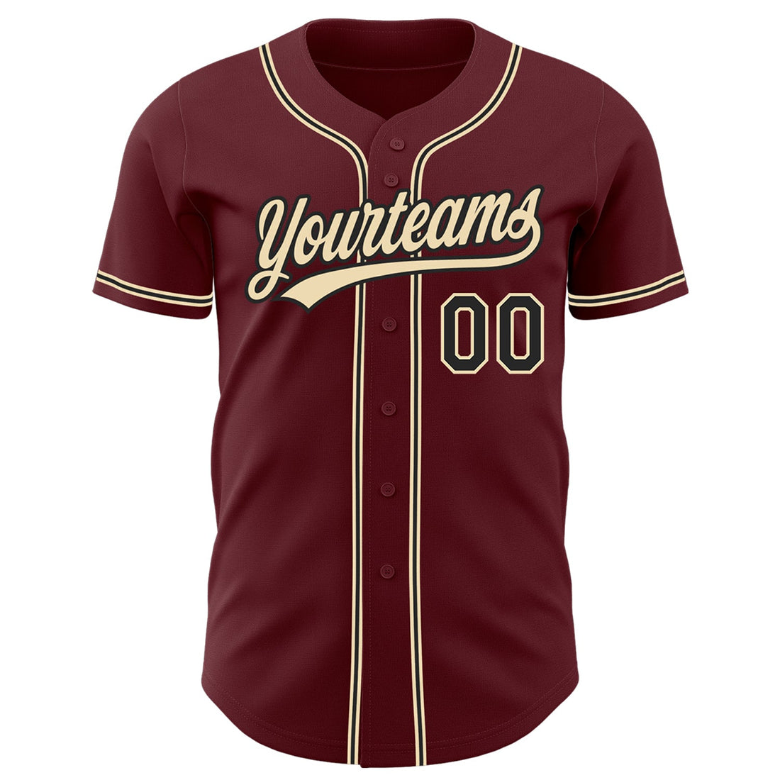 Custom Burgundy Black-City Cream Authentic Baseball Jersey