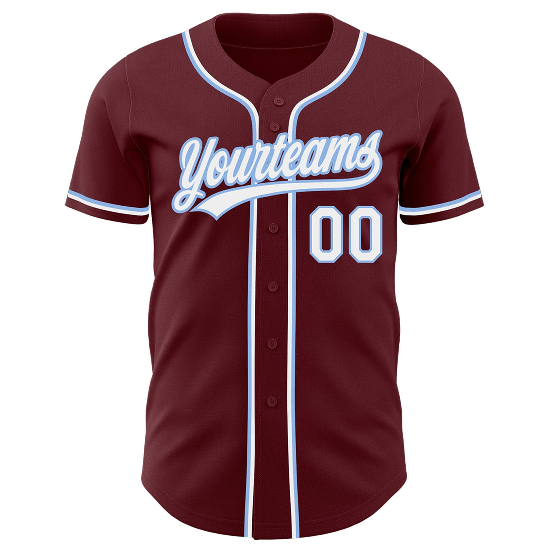 Custom Burgundy White-Light Blue Authentic Baseball Jersey