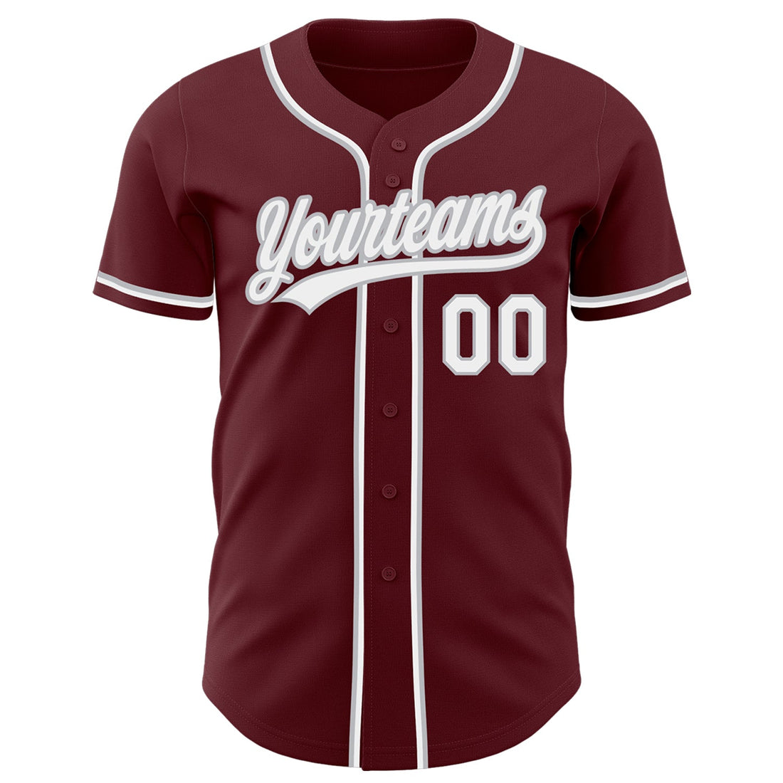 Custom Burgundy White-Gray Authentic Baseball Jersey