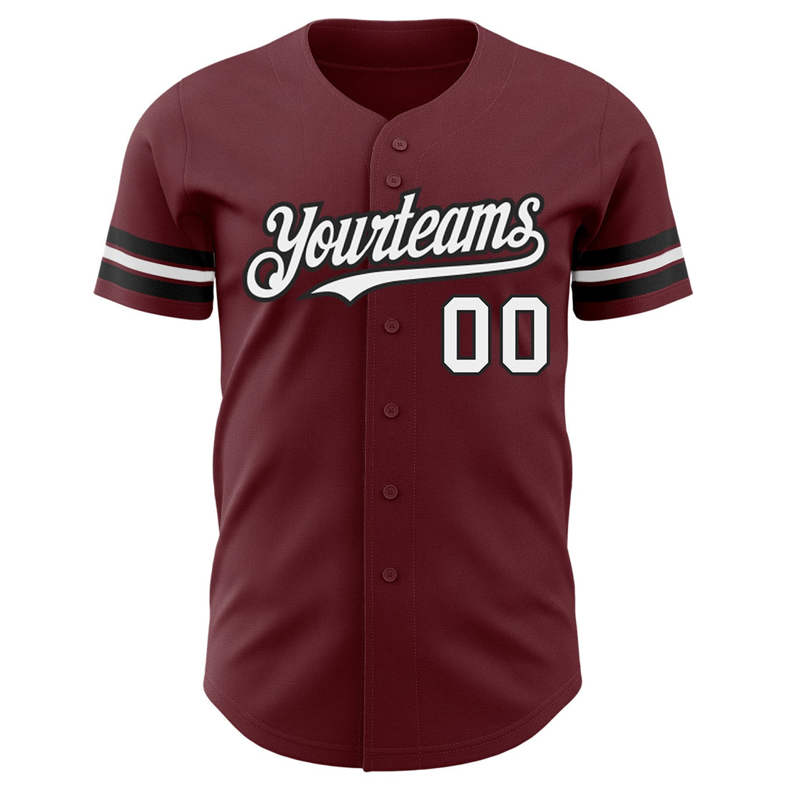 Custom Burgundy White-Black Authentic Baseball Jersey