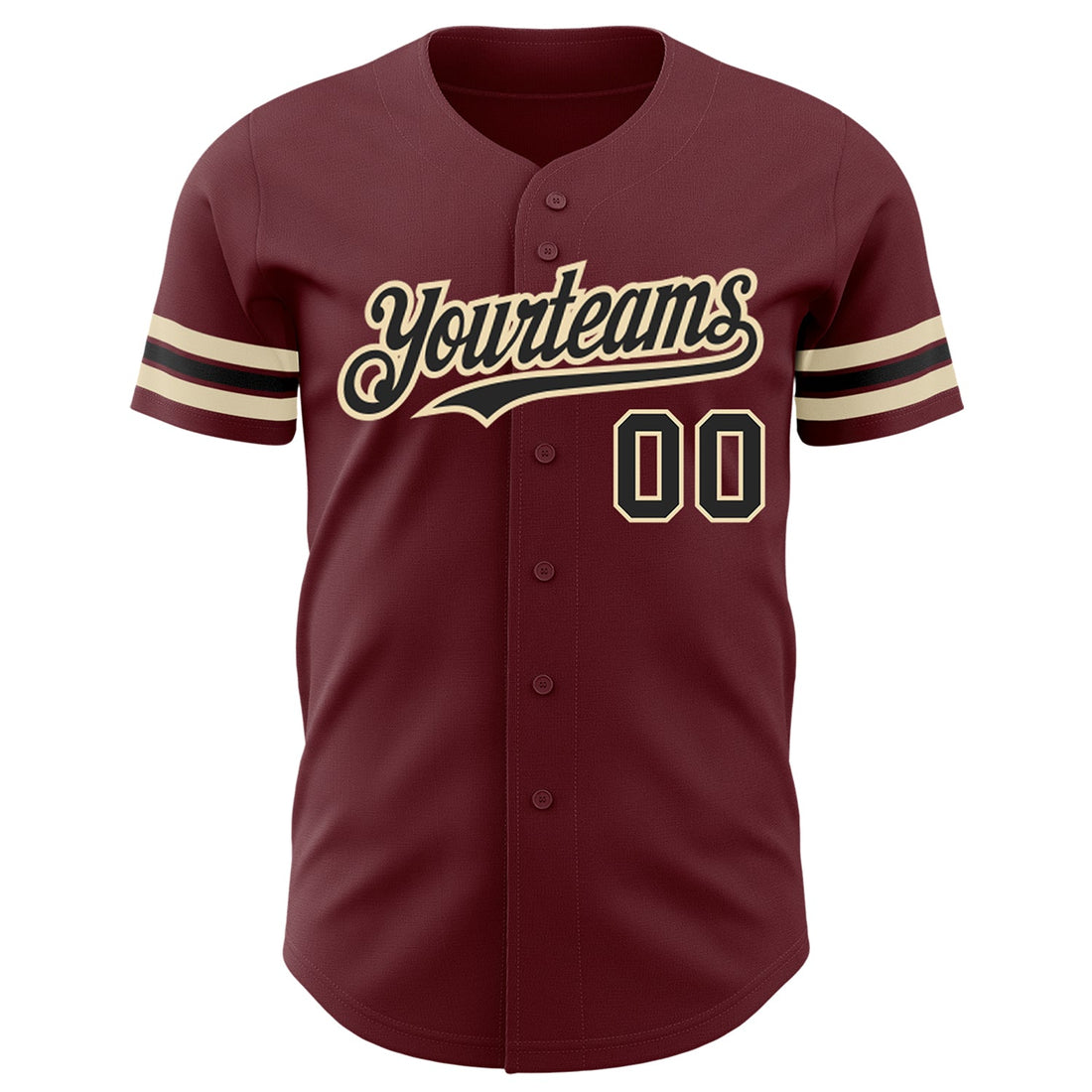 Custom Burgundy Black-City Cream Authentic Baseball Jersey