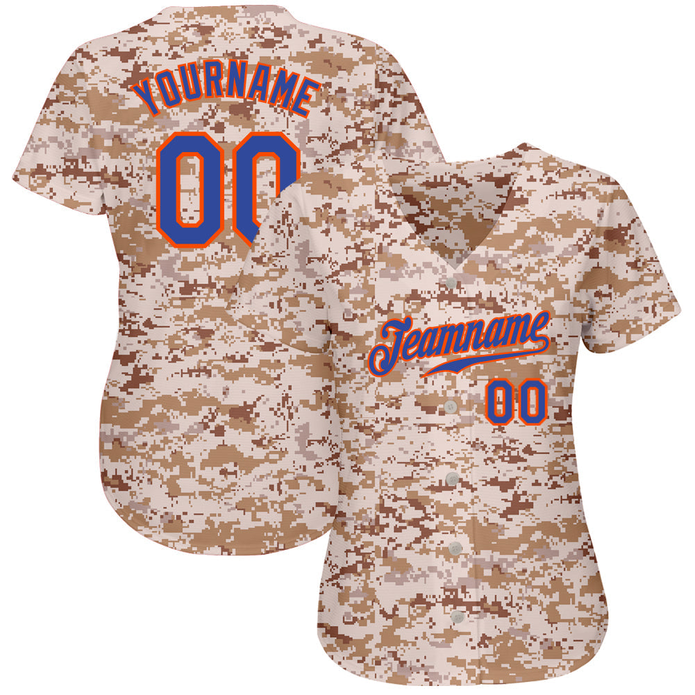 Custom Camo Royal-Orange Authentic Salute To Service Baseball Jersey