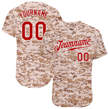 Custom Camo Red-White Authentic Salute To Service Baseball Jersey