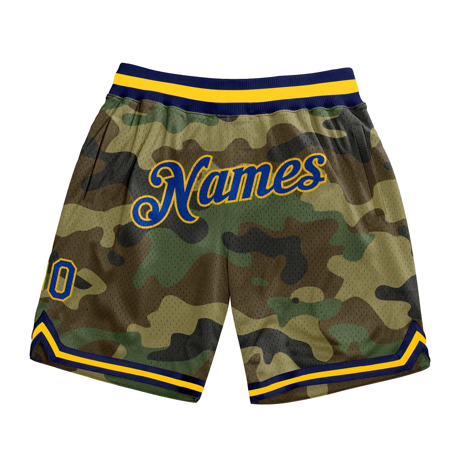 Custom Camo Royal-Gold Authentic Salute To Service Basketball Shorts