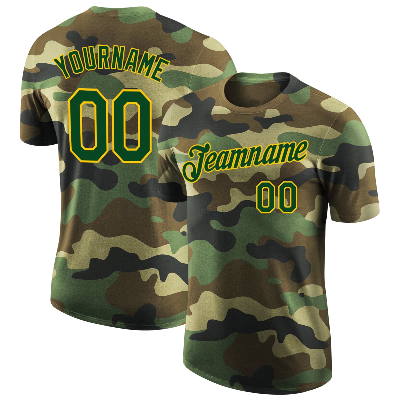 Custom Camo Green-Yellow Performance Salute To Service T-Shirt