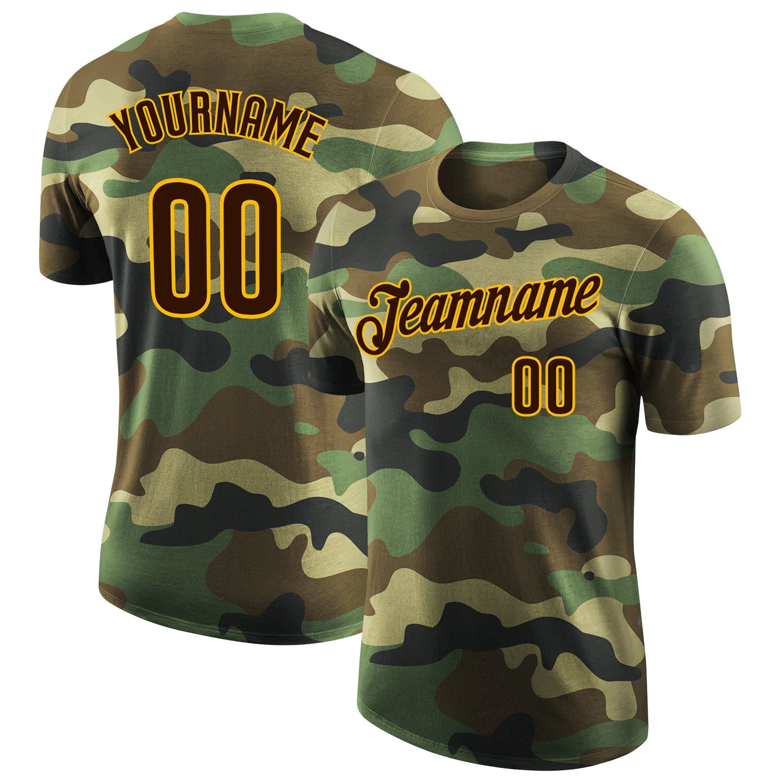 Custom Camo Brown-Gold Performance Salute To Service T-Shirt