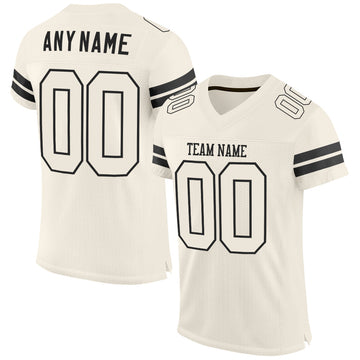 Custom Cream Cream-Black Mesh Authentic Football Jersey