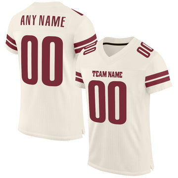 Custom Cream Burgundy Mesh Authentic Football Jersey