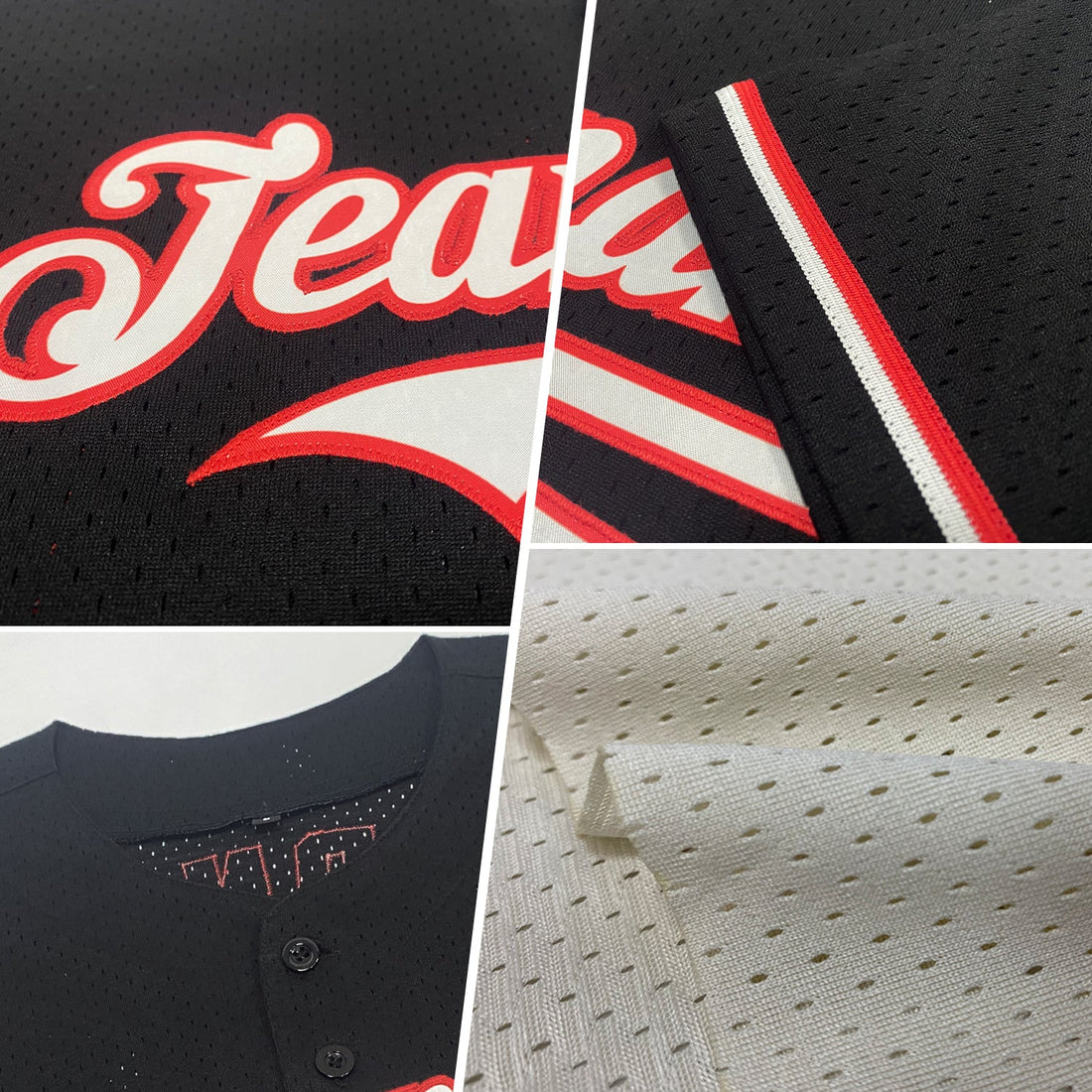 Custom Cream Crimson-Black Mesh Authentic Throwback Baseball Jersey