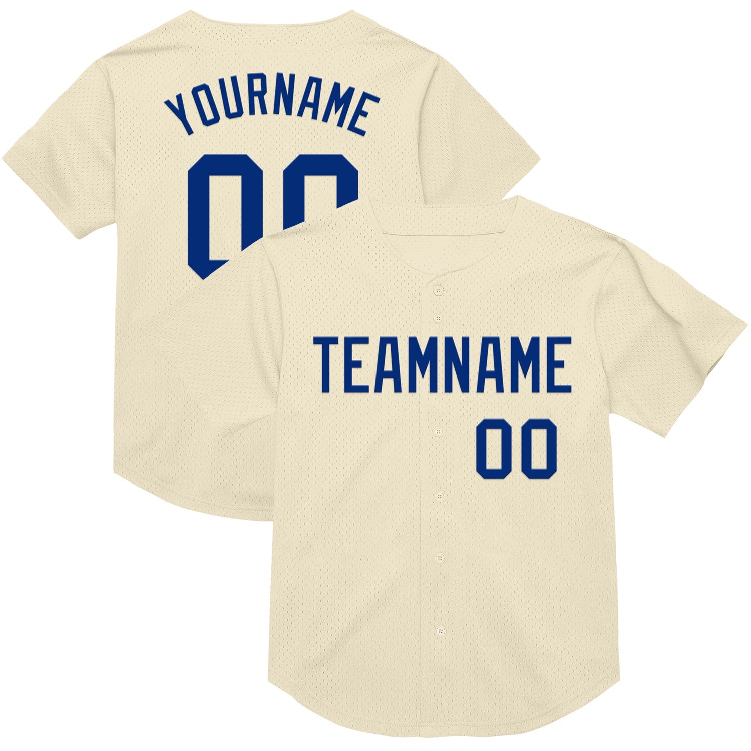 Custom Cream Royal Mesh Authentic Throwback Baseball Jersey