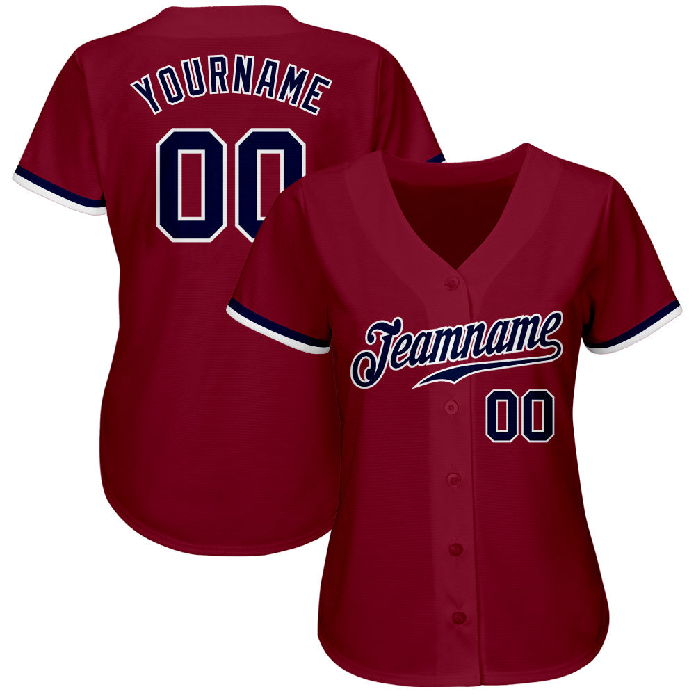 Custom Crimson Navy-White Authentic Baseball Jersey