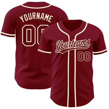 Custom Crimson Crimson-Cream Authentic Baseball Jersey