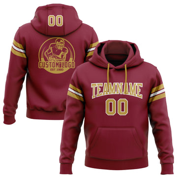 Custom Stitched Crimson Old Gold-White Football Pullover Sweatshirt Hoodie