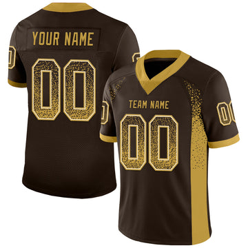 Custom Navy Old Gold-Cream Mesh Drift Fashion Football Jersey