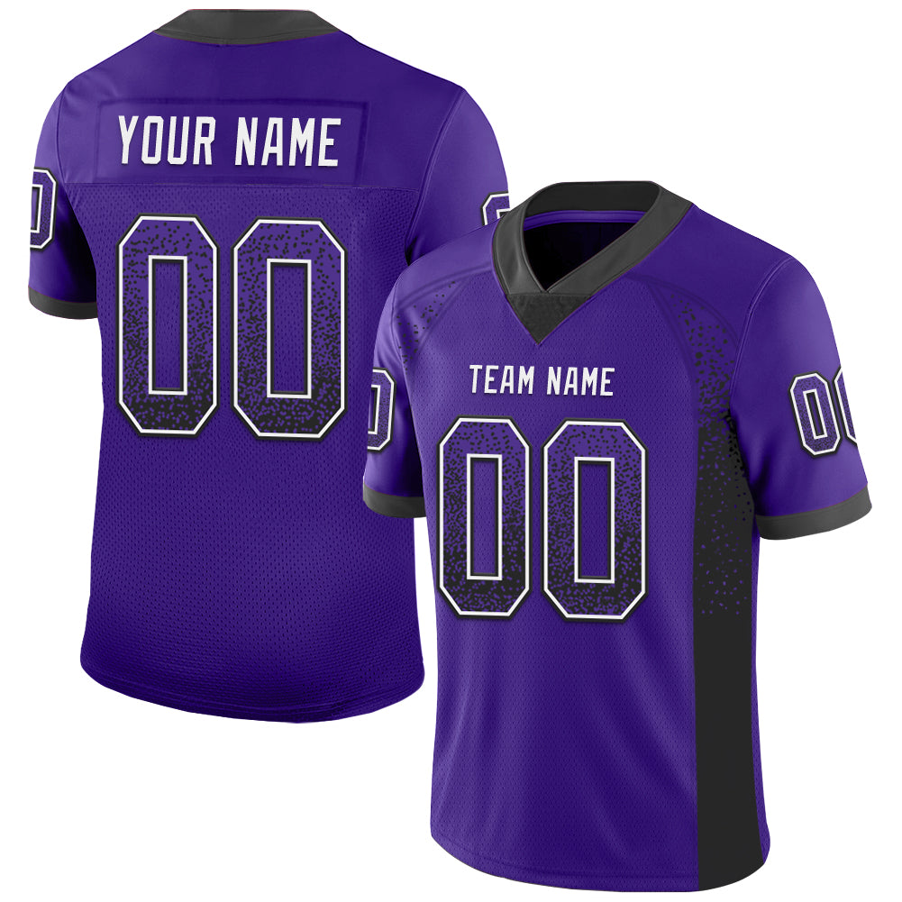 Custom Purple Black-White Mesh Drift Fashion Football Jersey