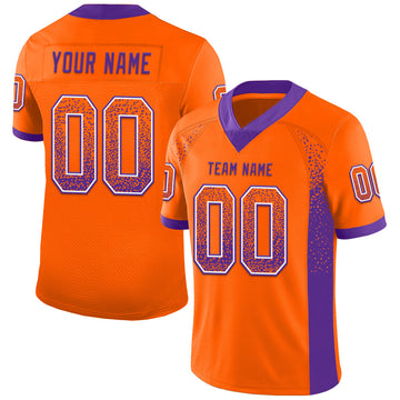 Custom Orange Purple-White Mesh Drift Fashion Football Jersey