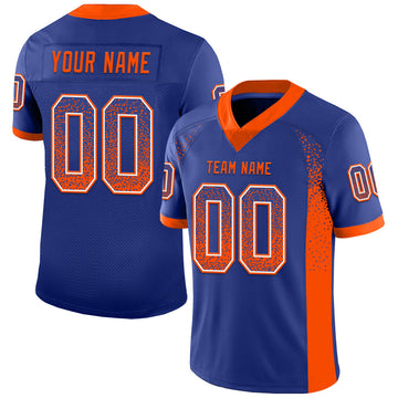 Custom Royal Orange-White Mesh Drift Fashion Football Jersey