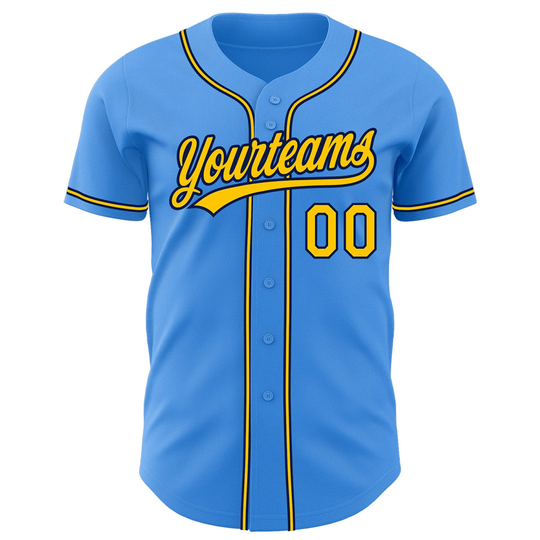 Custom Electric Blue Yellow-Navy Authentic Baseball Jersey