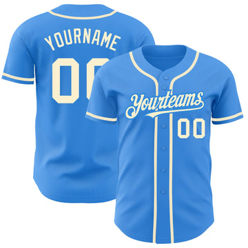 Custom Electric Blue Cream Authentic Baseball Jersey