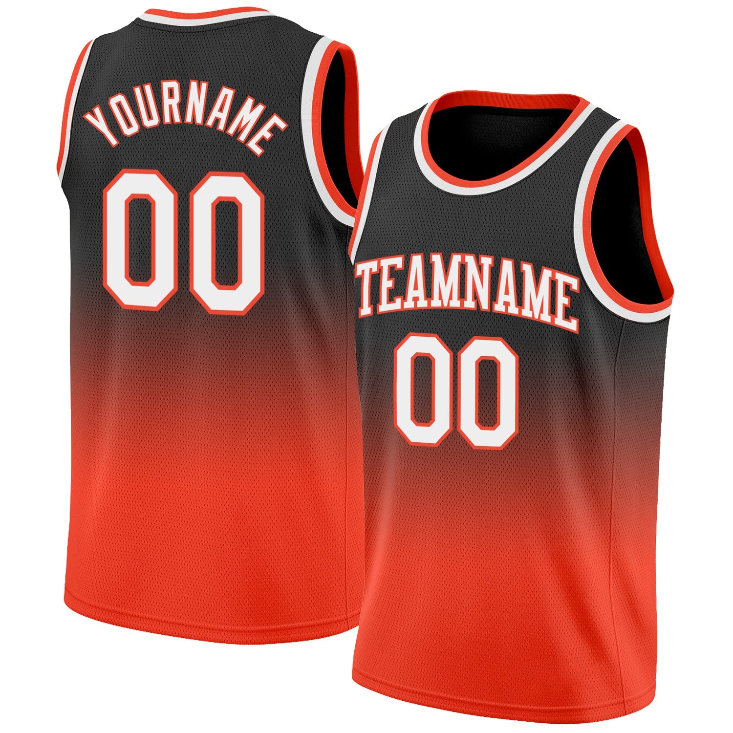 Custom Black White-Orange Authentic Fade Fashion Basketball Jersey