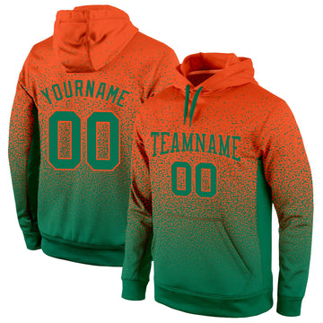 Custom Stitched Orange Kelly Green Fade Fashion Sports Pullover Sweatshirt Hoodie