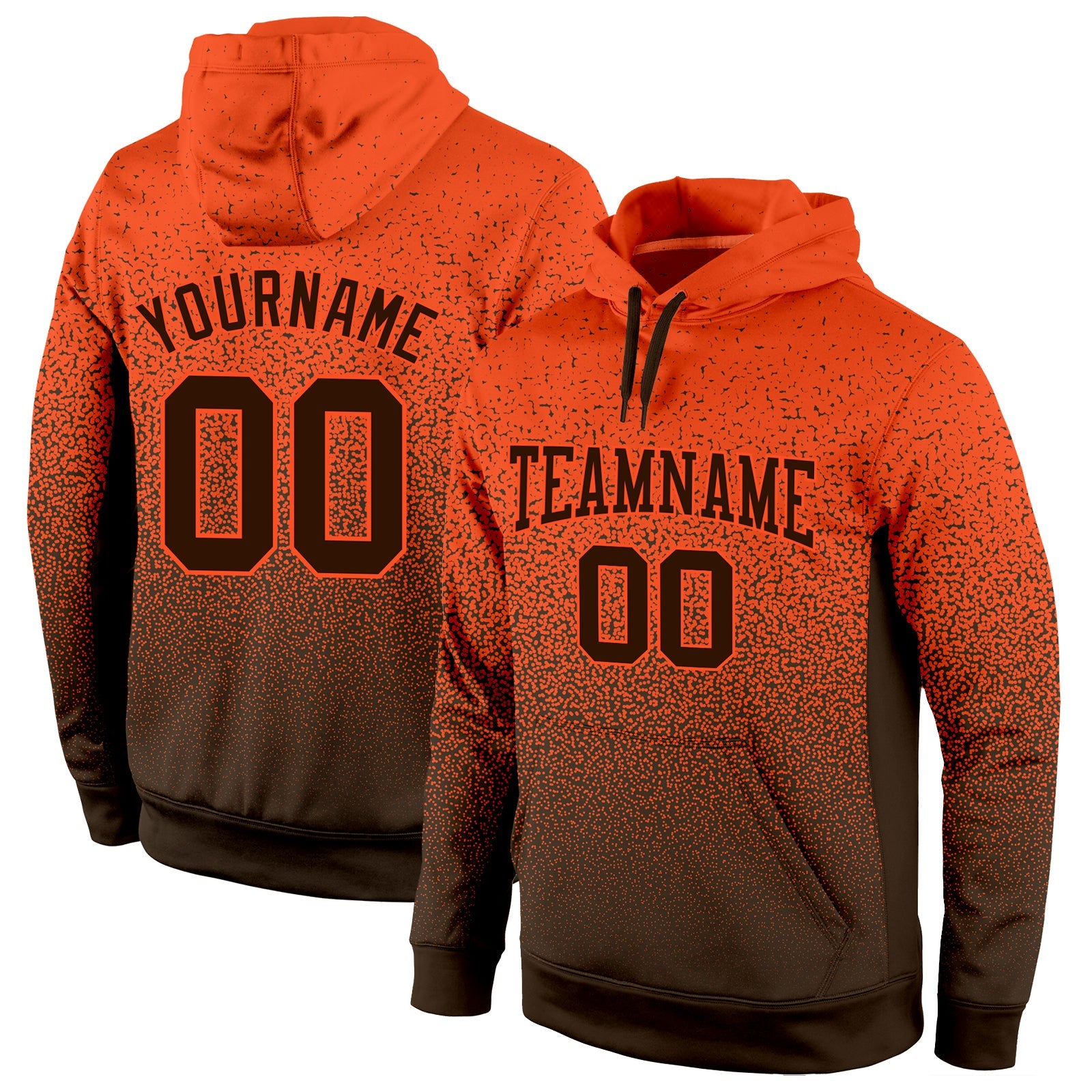 Custom Stitched Orange Brown Fade Fashion Sports Pullover Sweatshirt Hoodie