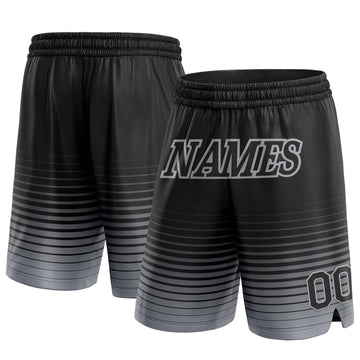 Custom Black Gray Pinstripe Fade Fashion Authentic Basketball Shorts