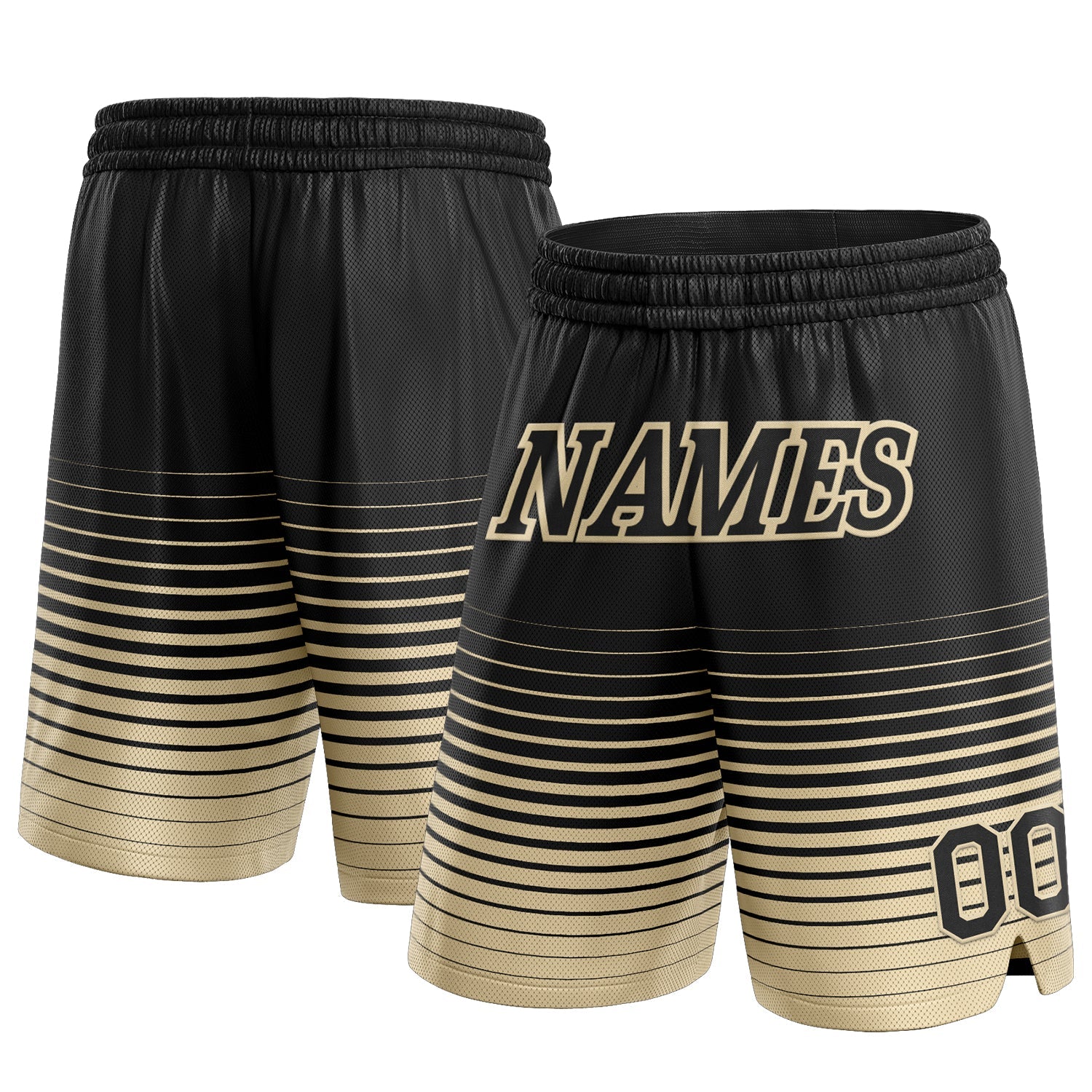 Custom Black Cream Pinstripe Fade Fashion Authentic Basketball Shorts